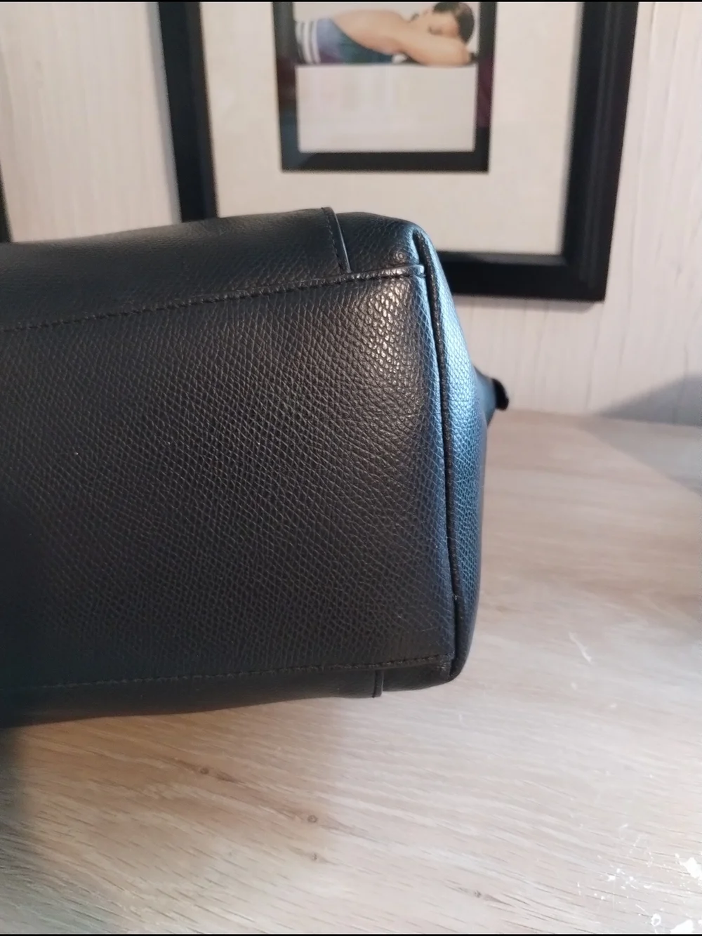Coach Ava Black Leather Tote with Chain-Detail Straps